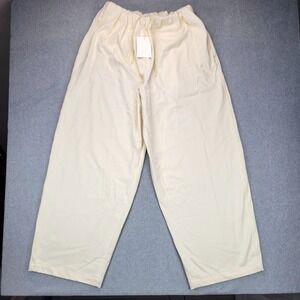 Helsa Wide Leg Lounge Pants Womens Size M Cream Cotton Drawstring Trousers
